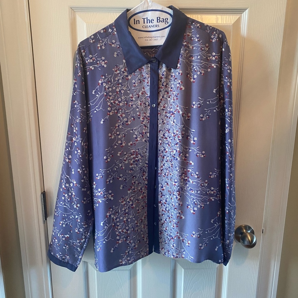 Sundance Catalog Purple Floral Print Top XL EUC